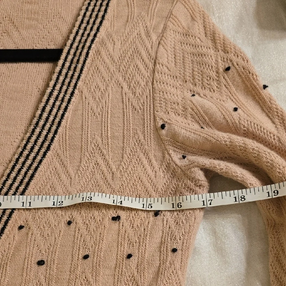 MANOUSH Cream and Black Cotton Long Cardigan with Textured Knit - Picture 9 of 14